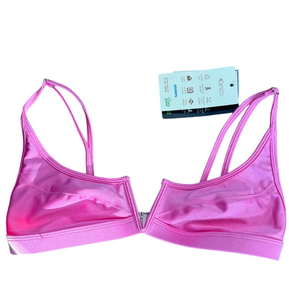FAE Pink Metallic V Wire Front Bikini Top Swimwear Women's‎ Size
S NWT